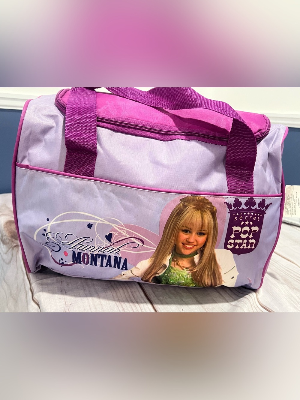 Vintage Hannah Montana sleeping & Duffle Bag with Pink Accents
